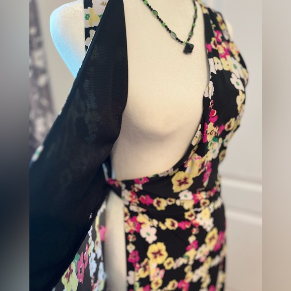 INC International Concepts Black Floral Asymmetrical Dress - Picture 8 of 9